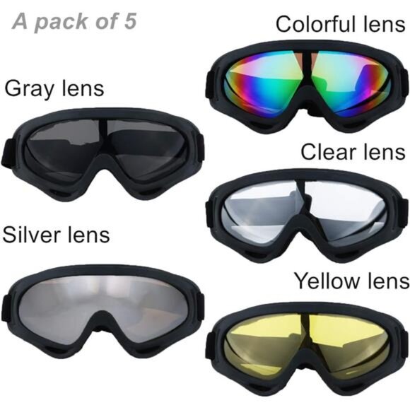 Motorcycle Goggles Pack of 5 -Dirt Bike ATV Motocross Riding Offroad Goggles - Picture 2 of 7